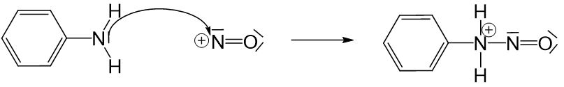 Anilinmoleküls an positiver Ladung des Nitrosylkations