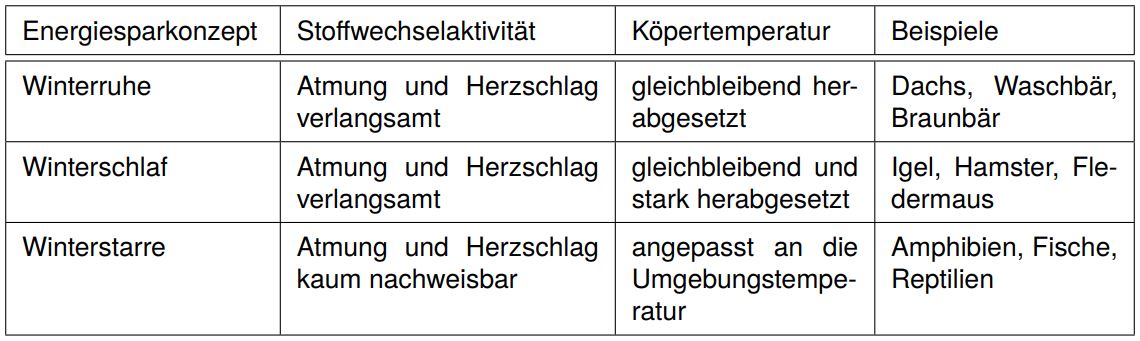 Winterschlaf der Tiere